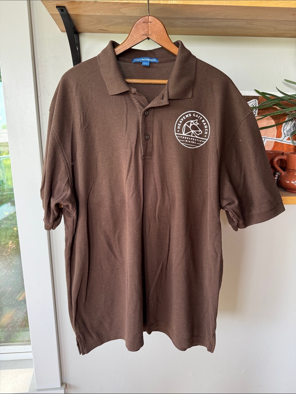 Port Authority Brown Polo with White Chest Emblem